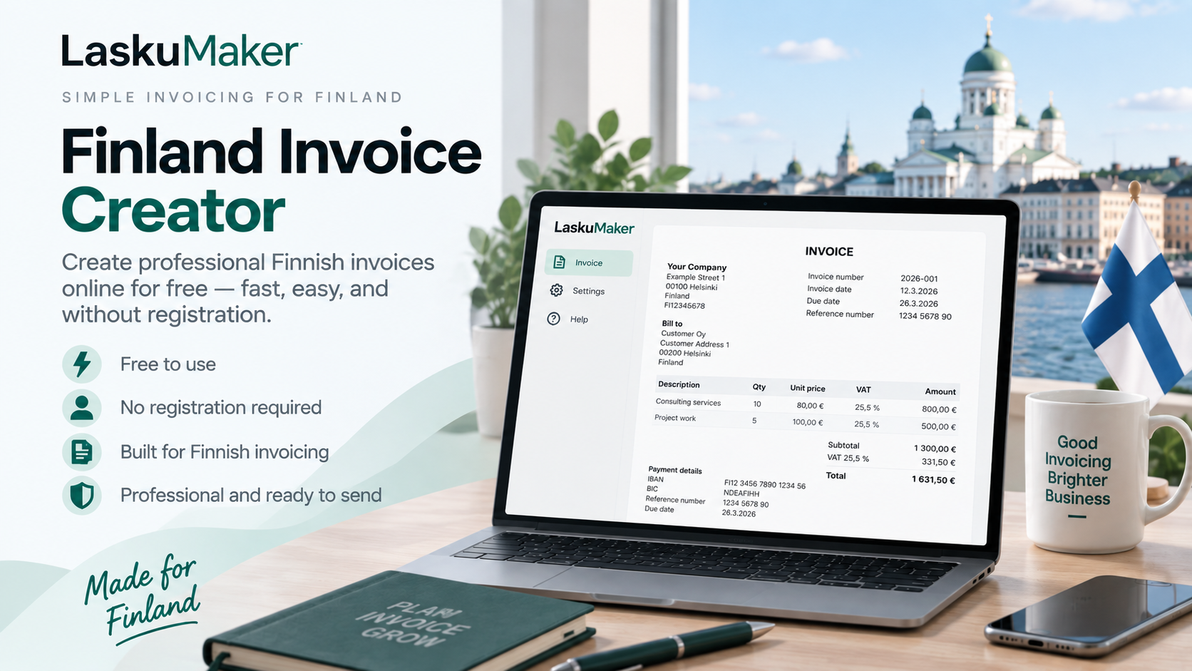 Create Professional Finnish Invoices Online for Free